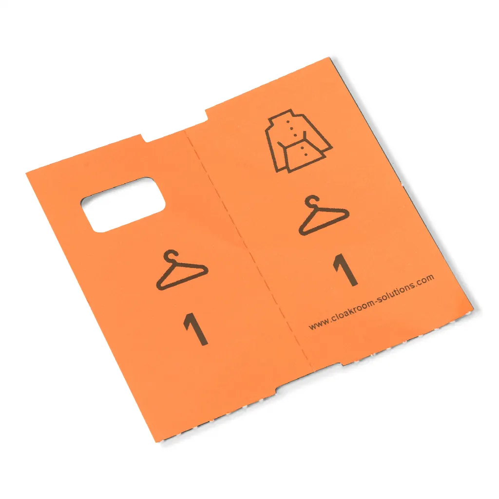 1000 pre-printed cloakroom tags, orange