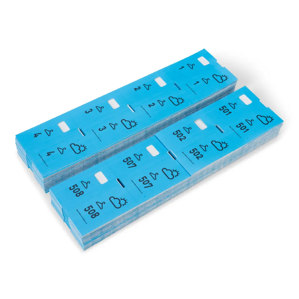 5 x 1000 pre-printed cloakroom ticket numbers Special offer: 4000 + 1000 free!