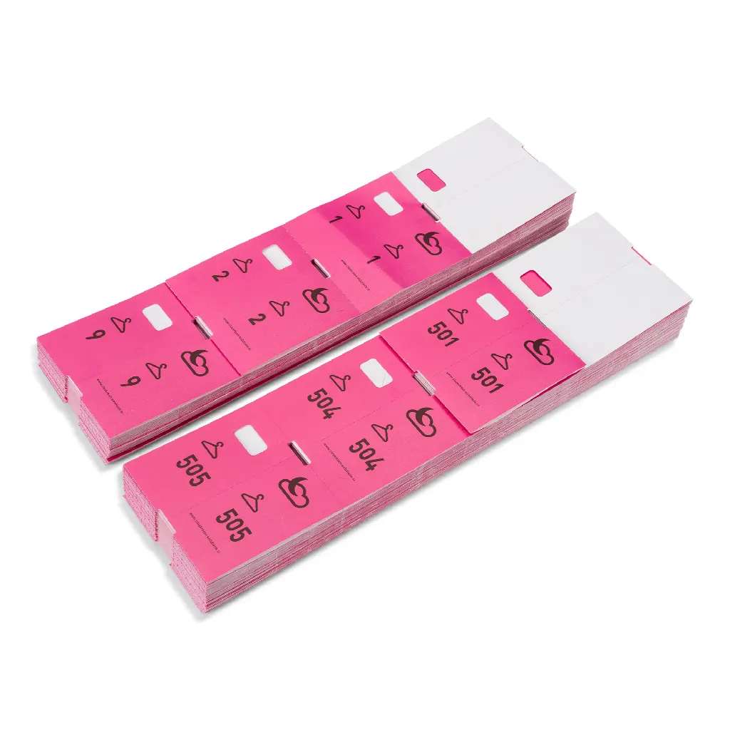 5 x 1000 pre-printed cloakroom ticket numbers Special offer: 4000 + 1000 free!
