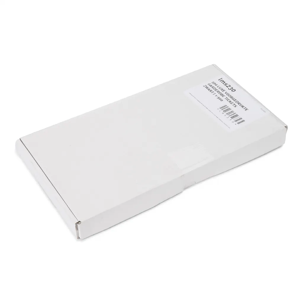 Luxury paper cloakroom tags, black with silver print, 1-500