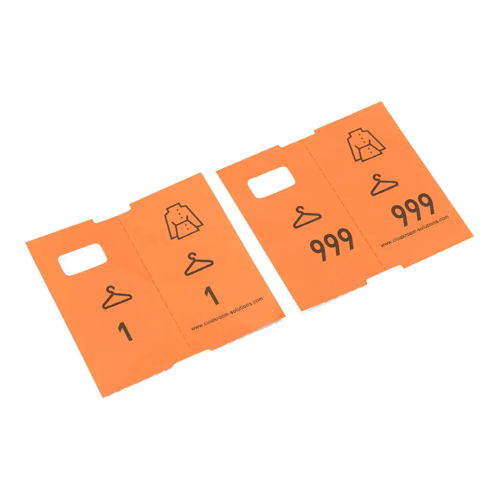 5 x 1000 pre-printed cloakroom ticket numbers Special offer: 4000 + 1000 free!