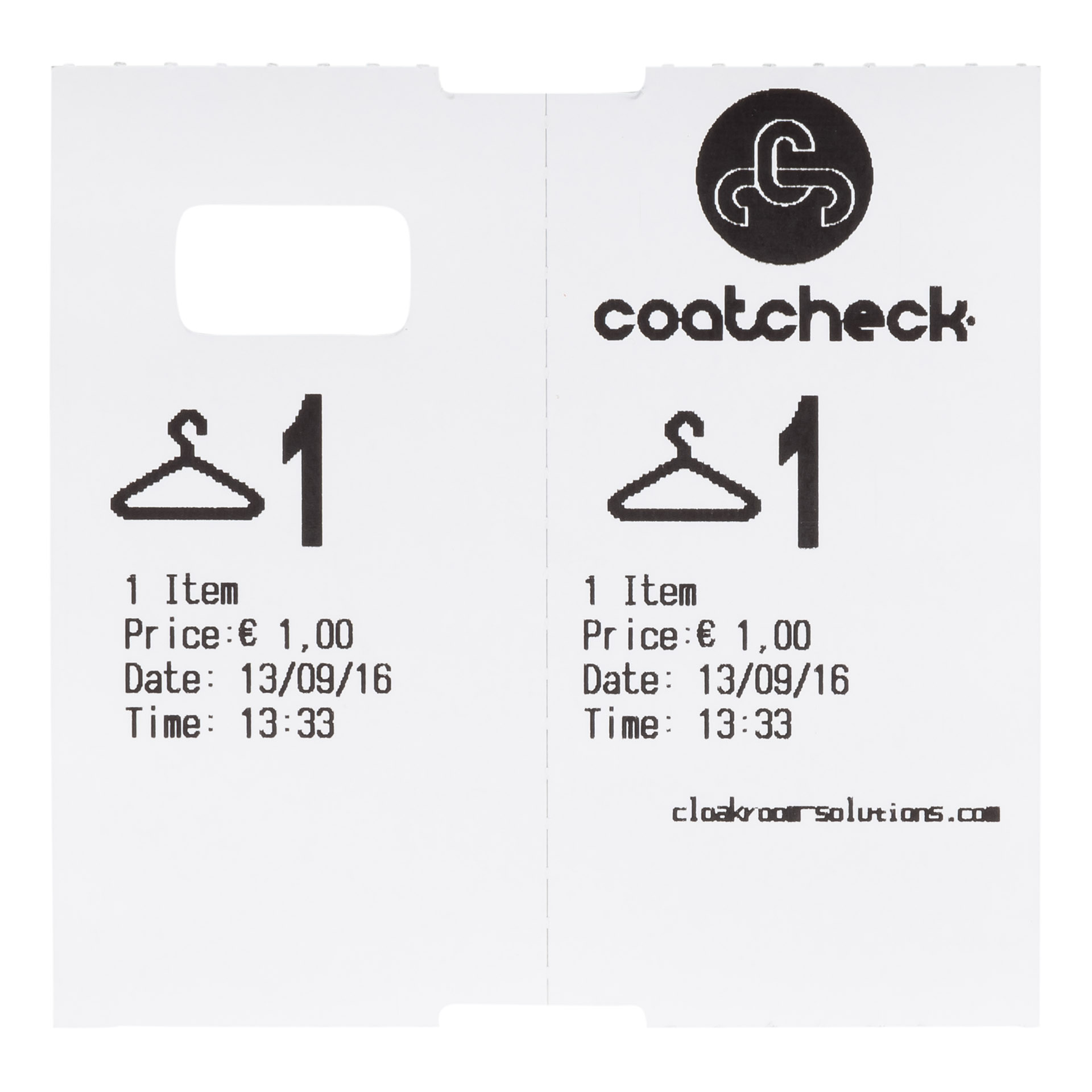CoatCheck wardrobe tickets, white