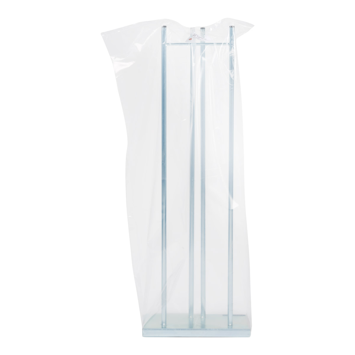 Stand and dispenser for 50 coathangers, packed in heavy duty plastic
