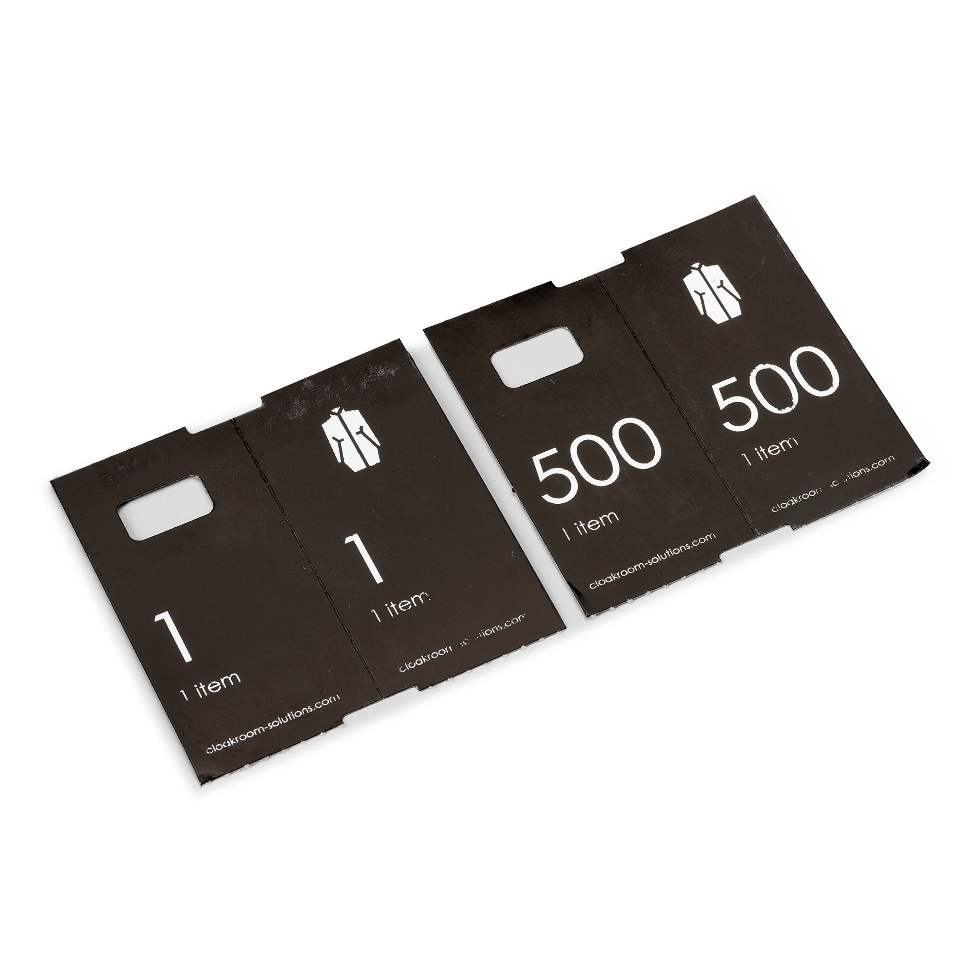 500 deluxe pre-printed wardrobe tickets, black